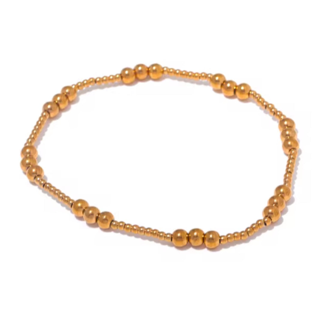 pulsera de acero inoxidable, joyas para hombres, pulsera elástica, accesorios dorados, joyas impermeables, colección Esplendor Eterno, pulsera artesanal, estilo elegante, moda masculina
