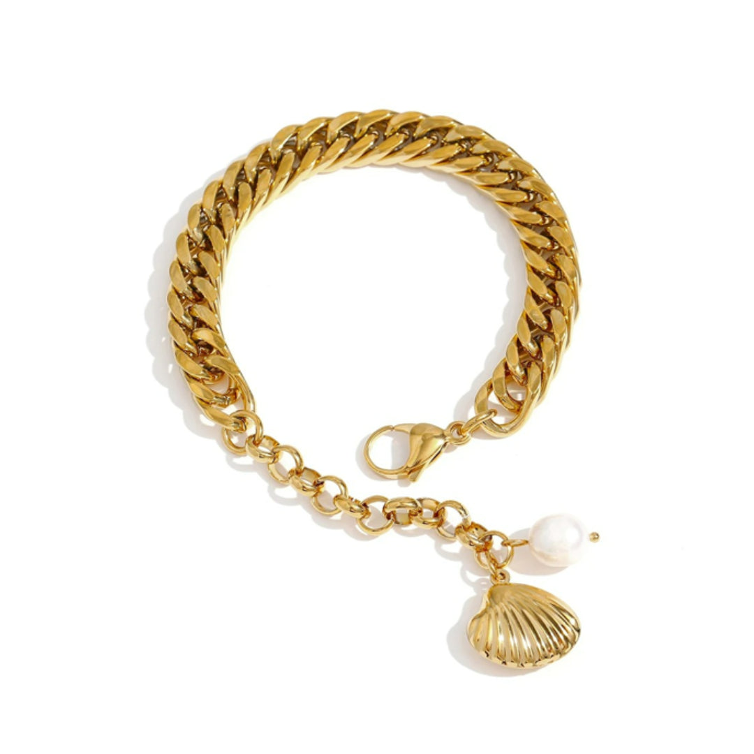 pulsera de perlas naturales, joyería chapada en oro, acero inoxidable 18K, pulseras para mujeres, accesorios elegantes, joyas para regalo
