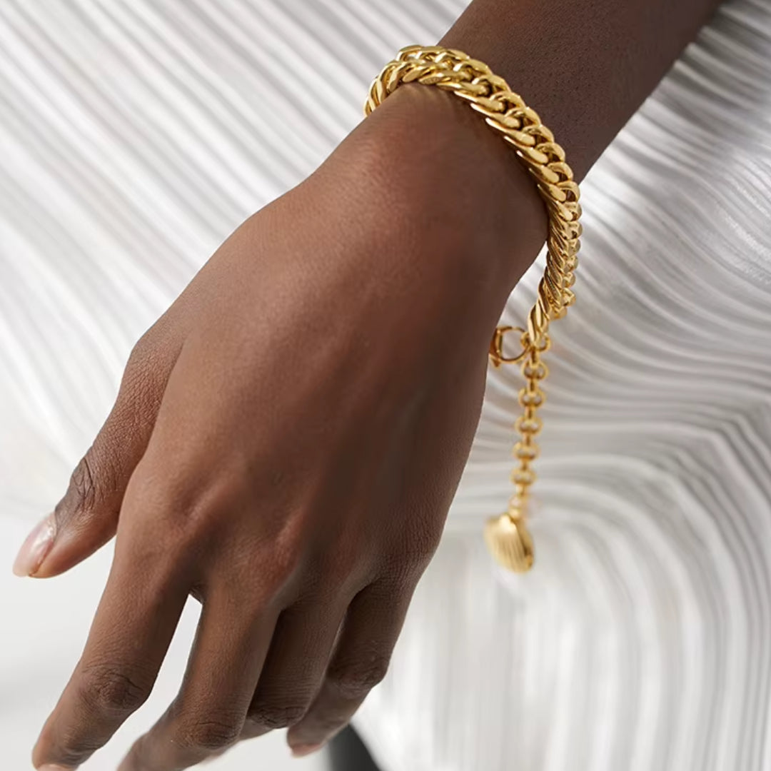 pulsera de perlas naturales, joyería chapada en oro, acero inoxidable 18K, pulseras para mujeres, accesorios elegantes, joyas para regalo
