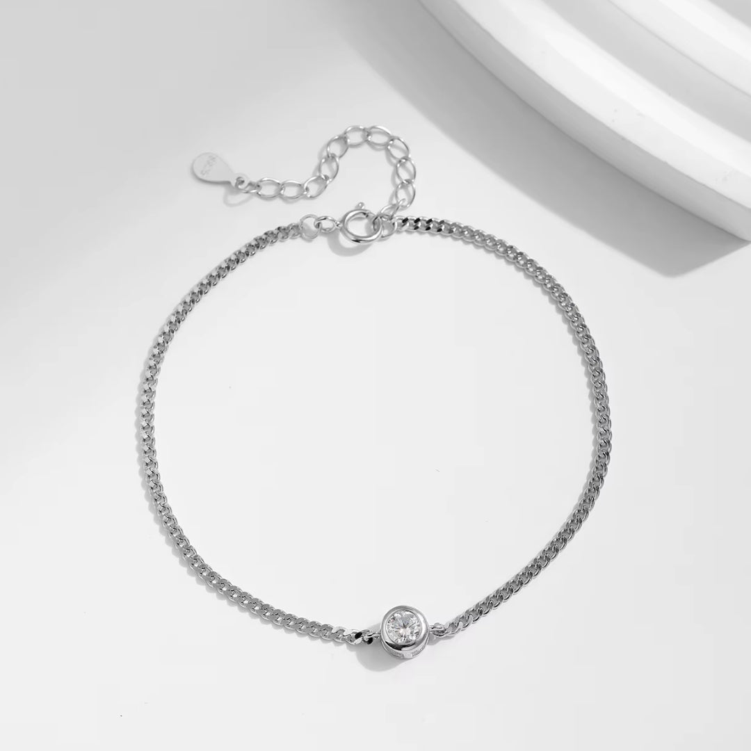 pulsera de moissanita, plata 925, joyería de boda, Luminis Stella, alternativa al diamante, joyas elegantes, regalos para novias, pulsera brillante, moissanita color D