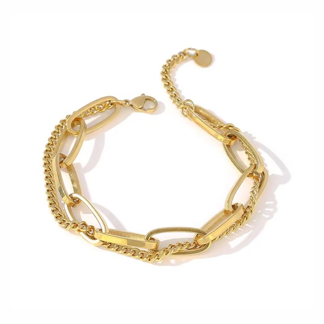 Pulsera dorada de acero inoxidable con textura geométrica
https://lenorajewelry.com/pulsera-acero-inoxidable-dorado-geometrico