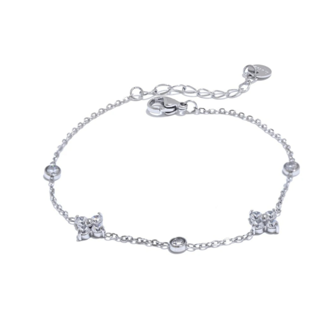 BloomGlow Pulsera, pulsera floral, pulsera zirconia cúbica, acero inoxidable, joyería chapada en oro 18K, pulsera chic para mujeres, accesorio delicado, pulsera a prueba de ferrugem, joyas elegantes para regalo, Lenora Jewelry