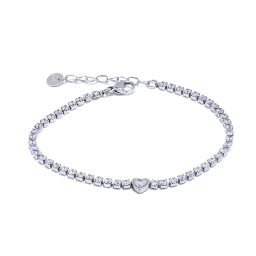 LumiHeart Pulsera, pulsera de corazón, pulsera zirconia cúbica, acero inoxidable, joyería chapada en oro 18K, pulsera brillante para mujeres, accesorio elegante, pulsera impermeable, regalo especial para mujeres, Lenora Jewelry


