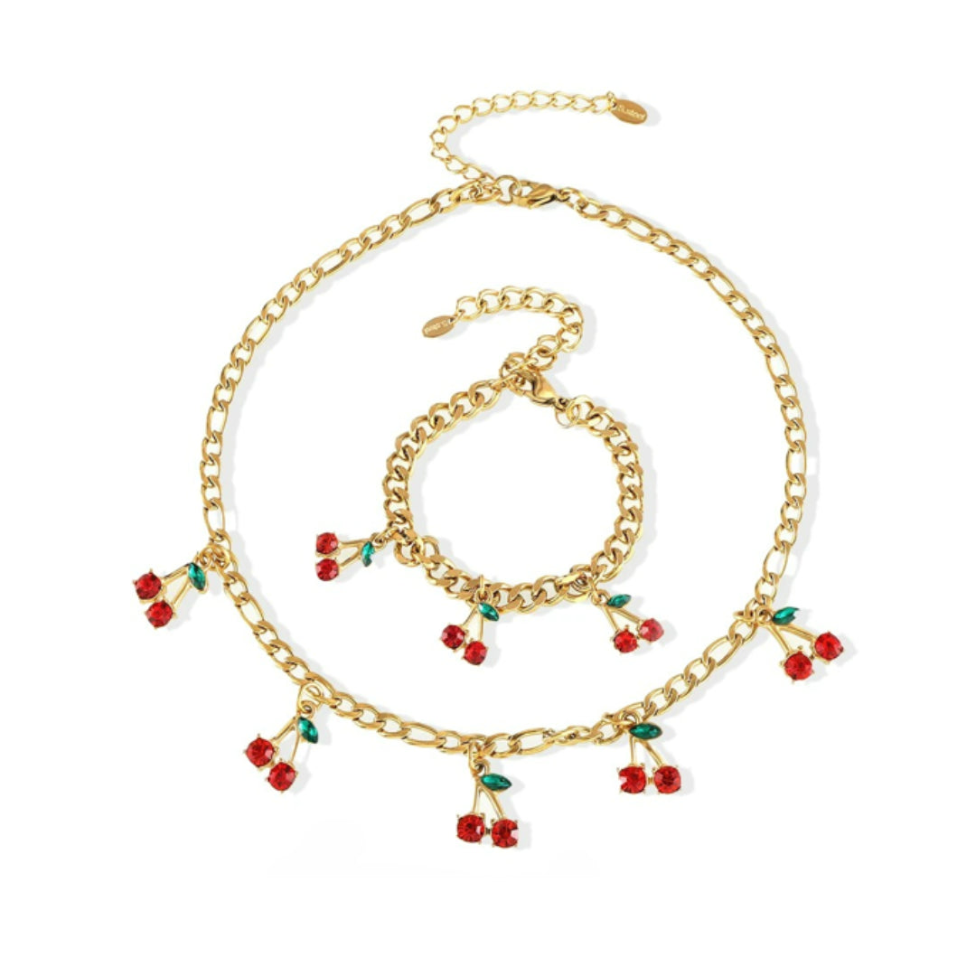 GlowLink Zirconia, collar y pulsera con zirconia, set de joyería elegante, joyería chapada en oro 18K, joyería minimalista, pulsera ajustable, collar de cadena con zirconia, joyería para mujeres modernas, Lenora Jewelry, joyería ligera y delicada