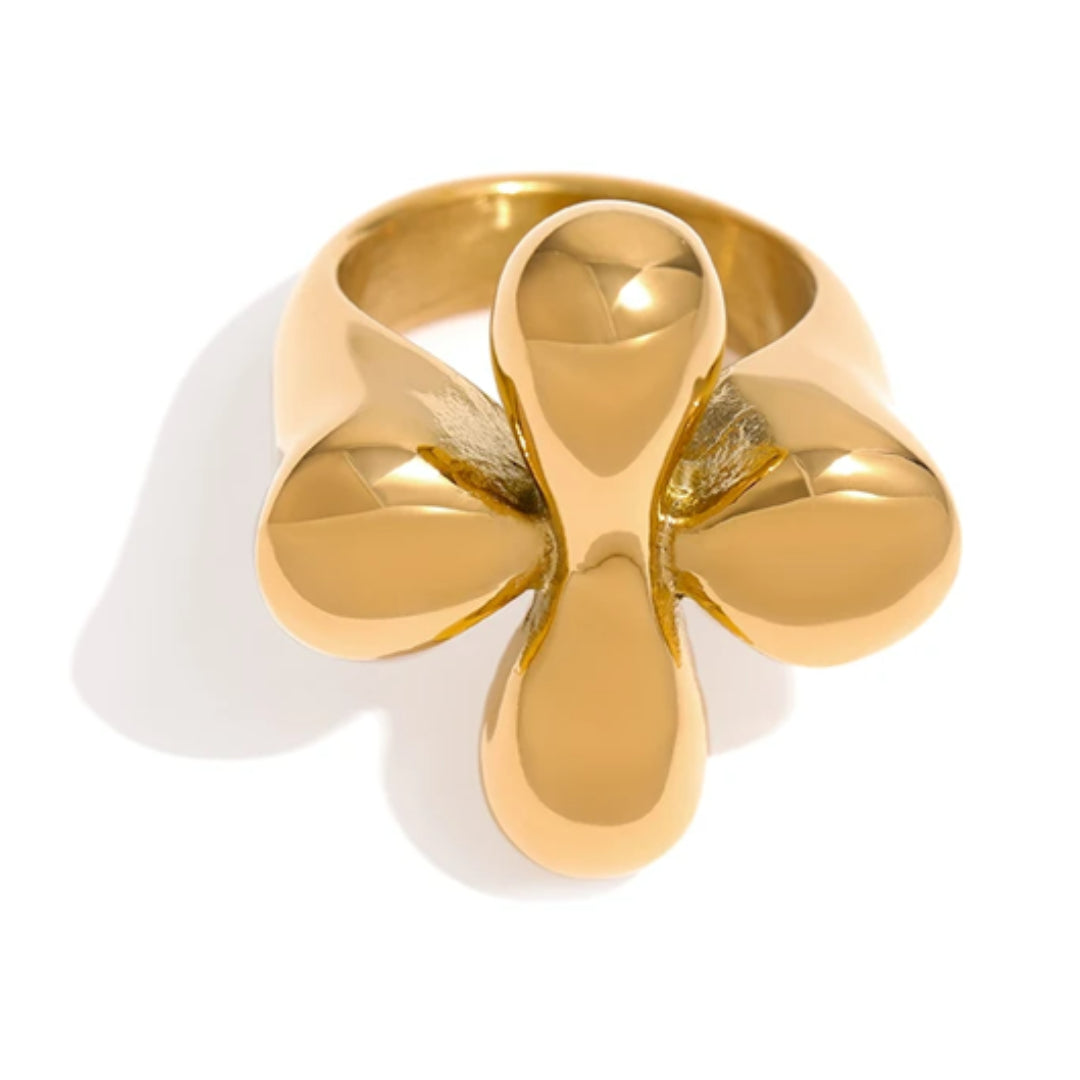 anillo de declaración, anillo acero inoxidable, anillo baño de oro, anillo impermeable, anillo moderno, anillo elegante, anillo para mujeres, joyas de moda, anillo de dedo, anillo texturizado, nuevo diseño.