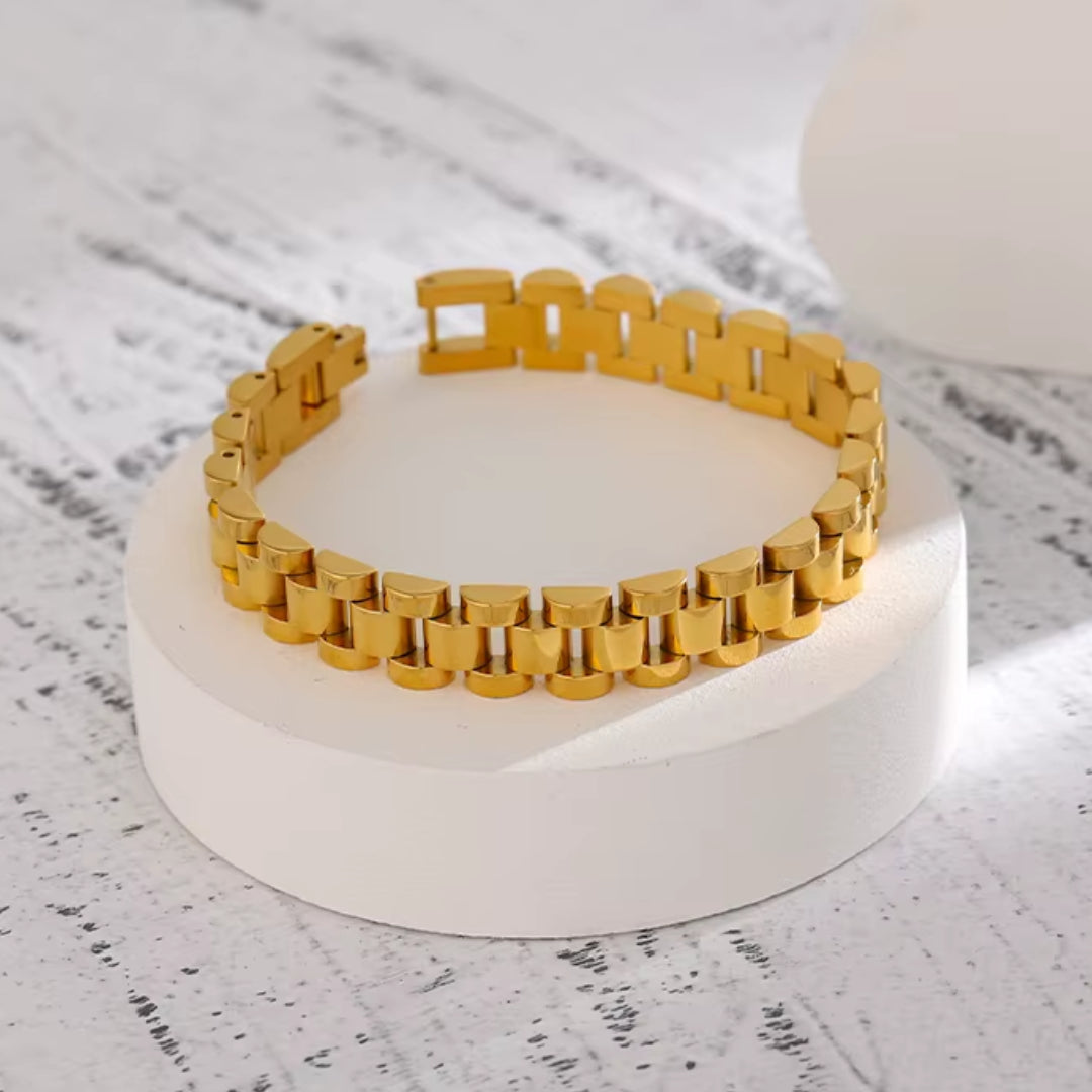 Brazalete Geométrico Dorado 18K Unisex