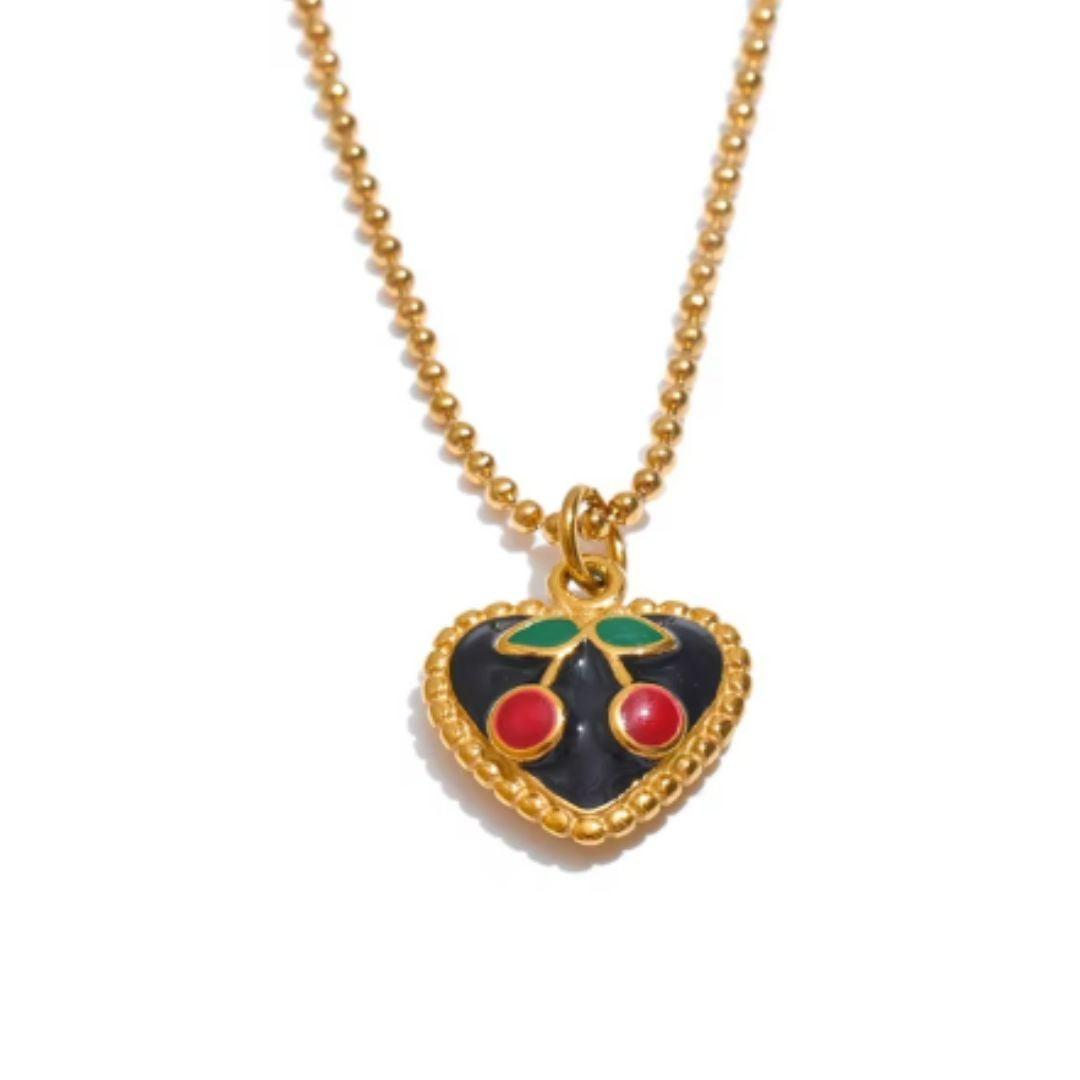 Collar dorado con corazón negro esmaltado y cereza en detalle
https://lenorajewelry.com/collar-corazon-negro-cereza-acero-inoxidable