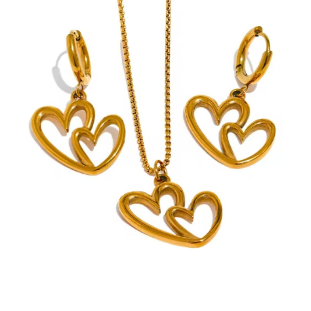  conjunto de joyas, collar y aretes minimalistas, joyería de corazón, acero inoxidable, baño de oro y plata, regalo romántico, accesorios elegantes, joyas ligeras.
https://lenorajewelry.com/conjunto-minimalista-acero-corazon-romantico