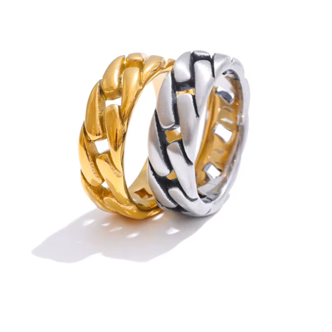 anillo unisex, joyería minimalista, aço inoxidável, diseño geométrico, accesorios urbanos, moda masculina, regalo moderno, textura industrial