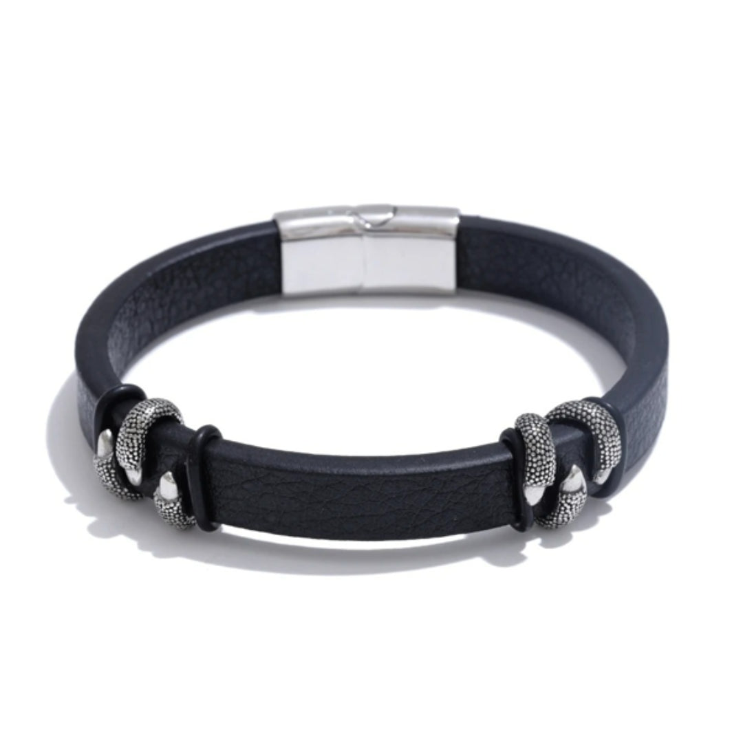 pulsera de cuero, pulsera para hombres, pulsera resistente al agua, pulsera con garra, joyería masculina, acero inoxidable, pulsera personalizada